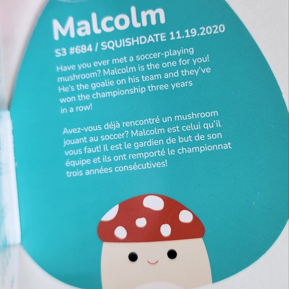 MALCOLM 🍄 the Mushroom Clip Original Squishmallows by Kelly Toy Clip ☆》NWT《☆ - Picture 5 of 7